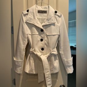 Beautiful ZARA cream wool belted buttoned peacoat, size M.